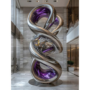 J277 Escultura de Metal de Arte Abstracto de Plata de Acero Inoxidable Acabado Cepillado de Plata Esculturas de Metal para Decoración del Hogar Esculturas - Product Image 5