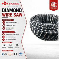SANSO Câble diamanté 10.5/11.5mm à billes frittées pour la découpe humide de granit, marbre, grès en carrière, haute efficacité, longue durée de vie