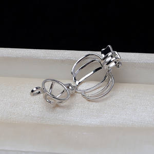 Pendentif en argent S925 en forme de pomme, cage pour pendentif féminin sans trou, pour perle de 8-9 mm, accessoires de fabrication de bijoux plaqués, support vide 3292 - Product Image 3