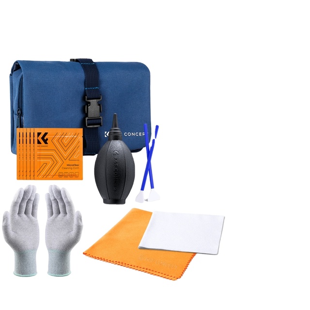 K&F Concept 23 in 1 Camera Cleaning Kit Sensor Cleaner APS-C&Full-Frame Swabs Air Blower Brush Gloves Cloth Bag Microfiber