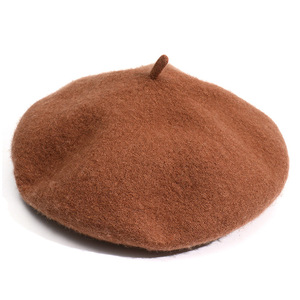 Vente en Gros Nouveau Design Béret Monochrome <span class=keywords><strong>Femme</strong></span> Automne <span class=keywords><strong>Hiver</strong></span> Coréen Littéraire Couleur Bonbon Laine pour Femmes - Product Image 2
