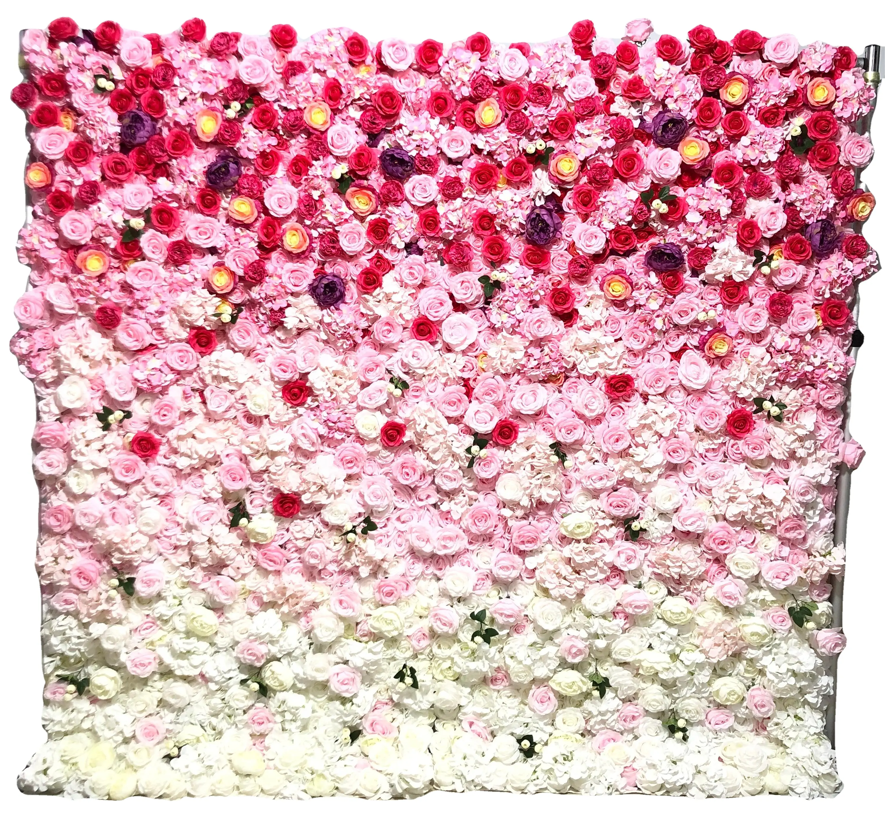 2024 Nieuwe 3d Roze En Witte Gradiënt Kunstbloemen Wandpanelen Bruiloft Achtergrond Voor Feest Evenement Decoratie