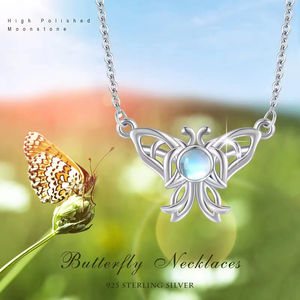 مجوهرات أنيقة ، قلادة من الفضة الإسترليني من حجر القمر ، عقدة سلتيك ، قلادة فراشة - Product Image 6