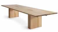 Table de salle à manger rectangulaire longue et moderne en chêne massif blanc, durable, pour restaurant, vente en gros