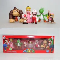 Figurine Super Mario en PVC, jouet de 2.5 pouces, ensemble de 6 pièces, 3 à 8cm, avec boîte de couleurs