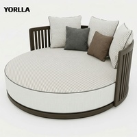 Mobilier de jardin en alliage d'aluminium de luxe personnalisable piscine ronde lit pour l'extérieur hôtel salle à manger villa utilisation