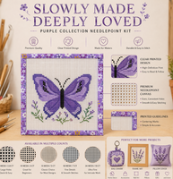 Sacs de projets de broderie au point de croix 8ct, sac de broderie au point de croix DIY en toile rayée avec fermeture éclair sur trois côtés, pochette zippée à motif floral imprimé pour auto-finissage