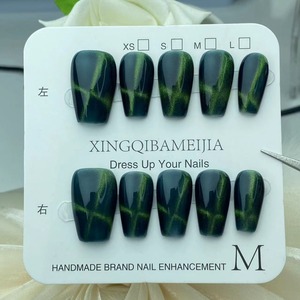 Diamantes de imitación hechos a mano prensa en las uñas Venta caliente ataúd mediano uñas humanas para vender precio al por mayor prensa en las uñas - Product Image 5