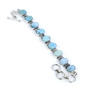 Larimar bleu, argent sterling 925, pierre précieuse naturelle, ajustable, luxe, certifié, forme tennis, fait main, charme, cadeau pour femme - Product Image 3