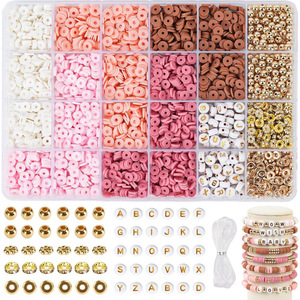 Clay <b>Bead</b> Letter <b>Bead</b> Spacer Bracelet Making Kit DIY Jewelry Set 2850 Pieces Round Resin <b>Beads</b> for Crafting - Product Image 1