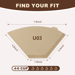 Filtres à café en papier brun non blanchi en pâte de bois jetables, 100-200 unités, compatibles avec les cafetières à filtre et pour le café préparé à la main - Product Image 2
