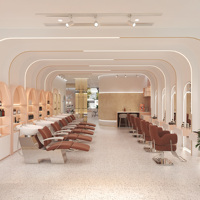 Décoration de salon de beauté de luxe, étagère personnalisée pour magasin de produits de beauté, présentoir de cosmétiques, miroir, bar à parfums, chaise de salon de beauté