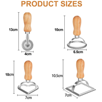 Lasagne Pierogi Dumplings Pâte Cutter Press Cookies Moule Manche en bois Bord cannelé Rouleau Roue Ravioli Timbre Maker Cutter Set