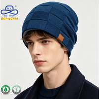 Gorro de punto tipo waffle premium con forro polar, parche de cuero, estilo holgado y acogedor, listo para la nieve, estilo urbano, logotipo personalizado, ODM/OEM directo