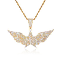 Produits phares : Pendentif Hip Hop Star Wings pour Hommes et Femmes, en Cuivre Micro-Serti de Zircon, Haute Qualité, Approvisionnement Transfrontalier