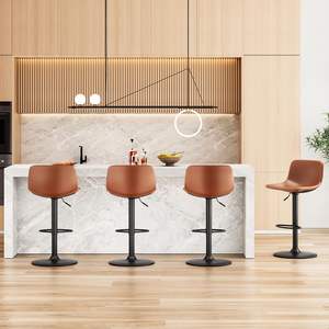 Chaises de bar en <span class=keywords><strong>hauteur</strong></span> de comptoir de bar <span class=keywords><strong>industriel</strong></span> du milieu du siècle tabourets de bar en or réglables pivotants en cuir Pu modernes pour la cuisine - Product Image 3