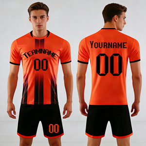 Jersey Sepak Bola Poliester 100 Persen OEM Pabrik, Set Jersey Sepak Bola Kustom untuk Pria dengan Cetak Nama dan Nomor Tim, Grosir - Product Image 1