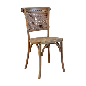 Silla Nórdica Retro de Madera Maciza con Gel Antideslizante, Patas Silenciosas y Respaldo de Ratán para Hogar, Comedor, Balcón o Villa - Product Image 2