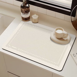 Tapis absorbant minimaliste pour comptoir, motif géométrique rectangulaire, nappe de cuisine imperméable, tapis de séchage pour cuisine et salle de bain - Product Image 1