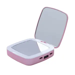 Mini Makeup Mirror Power Bank Makeup Light Filling Double sided Mirror Mobile Power Supply 5000mAh Portable Power Bank