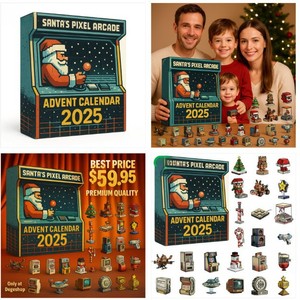 Santa's Pixel Arcade Adventskalender – Plastik 1:12 Blindbox Weihnachtsbaum Ambiente Deko Ornamente 12+ Jahre Xinyi Marke - Product Image 2