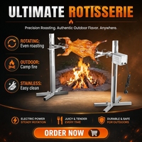 Barbecues d'extérieur en acier inoxydable avec rôtissoire pour porc et agneau entiers jusqu'à 60 kg, au gaz et au charbon de bois