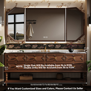 Meuble-lavabo de salle de bain d'hôtel de style luxe moderne avec armoire en bois massif, vasque en pierre, <span class=keywords><strong>miroir</strong></span> intelligent, rangement et design écologique - Product Image 6