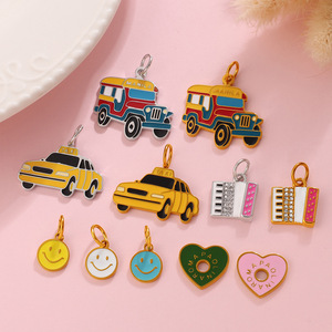 Accessoires de bijoux DIY en acier inoxydable, pendentifs de formes variées pour la création de colliers, motifs cœur et visage souriant - Product Image 2