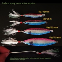 Leurre artificiel spinner spoon à plumes, longue portée, pour pêche à la traîne, imitation de poisson vivant pour le bar