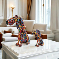 Figurine créative de teckel à grande bouche colorée en résine pour la décoration intérieure et les cadeaux, idéale pour la peinture par transfert d'eau.
