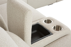 Divano Componibile Modulare di Lusso Europeo in Bouclé Beige con Recliner Elettrico <span class=keywords><strong>per</strong></span> 5 Persone, Portabicchieri <span class=keywords><strong>e</strong></span> Poggiatesta Regolabile - Product Image 3