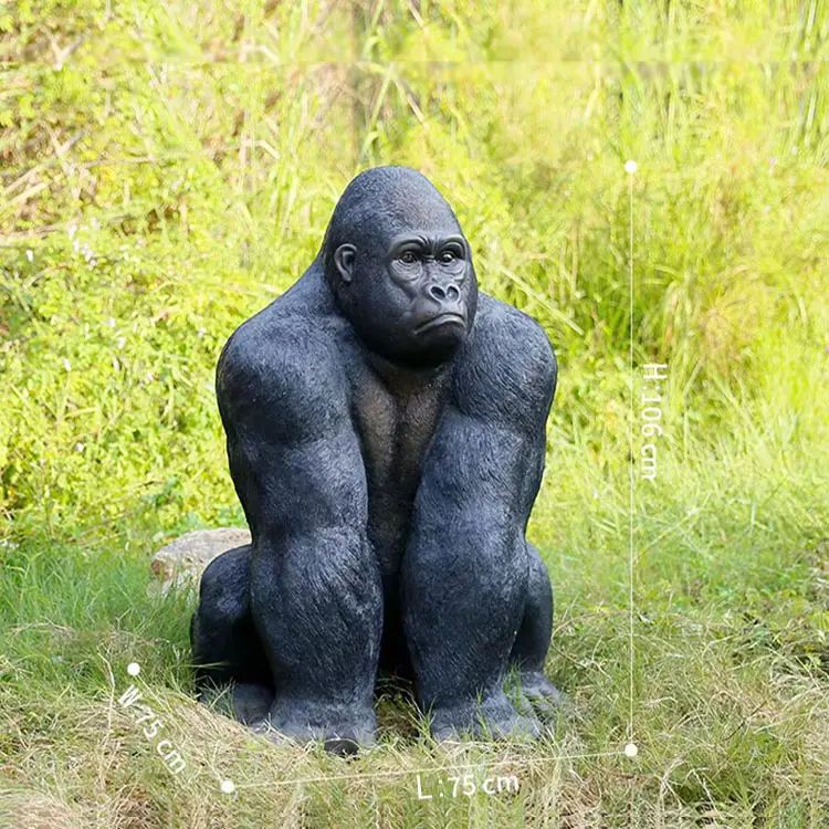Großhandel Outdoor-Dekoration günstiger Preis Fiberglas Harz lebensgroße Orang-Utankunst-Statue Skulptur Outdoor-Dekoration