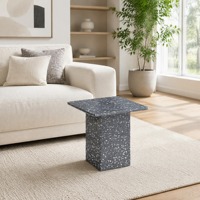Table d'appoint carrée moderne en terrazzo gris et blanc pour salon, mobilier d'hôtel, personnalisable