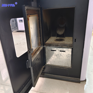 Poêle à granulés à air forcé vertical avec panneau de commande numérique supérieur, flamme visible, chauffage au bois biomasse refroidi par air - Product Image 6