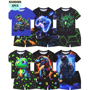 2025 Kinderen Pyjama Kleding Met Korte Mouwen Jongens Cartoon Kleding Jongens Shorts Kinderen Pyjama Set Van 3 - 8 Y - Product Image 1