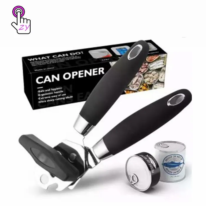 Manual Can Opener, Can Opener Handheld 3-in-1 Professional Can Openers Black