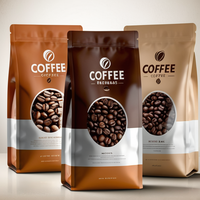 Sacs à café à fond plat personnalisés, écologiques, thermoscellables, avec valve, pour l'emballage des grains de café, 250 g/500 g/1 kg