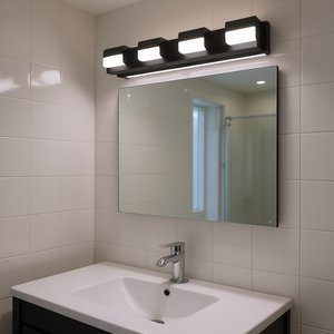 Bathroom Vanity <b>Light</b> 4-<b>Light</b> Matte Black LED Wall Mount Mirror Lamp Modern Design 5000K Daylight <b>Touch</b> Switch IP44 - Product Image 2