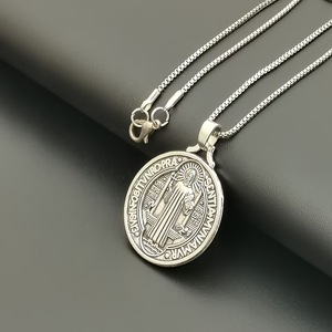 Medalla Clásica de San Benito en Plata Antigua Bañada en Níquel Negro Hermana del Carmelo Medalla Sacramental Cristiana de San Benito - Product Image 3