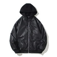 Veste à capuche rétro pour homme, en softshell, fermeture éclair intégrale, coupe-vent, finition PU, ourlet côtelé personnalisé, cordon de serrage sur le devant, style streetwear