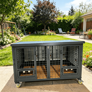 Outdoor Dog Kennel with <strong>Run</strong> Mobile Weatherproof Dog House with Wheels Easy to Clean for <strong>Garden</strong> Use - Product Image 2