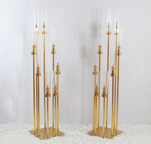 8-Head ferro placcatura oro alta candelabro oggetti di scena di nozze per la zona di benvenuto decorazione festa di casa-elegante strada piombo T piattaforma <span class=keywords><strong>finestra</strong></span> - Product Image 1