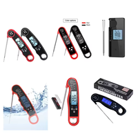 Termometer daging cerdas nirkabel otomatis non-aktif, termometer daging cerdas desain lipat rumahan plastik untuk memasak BBQ