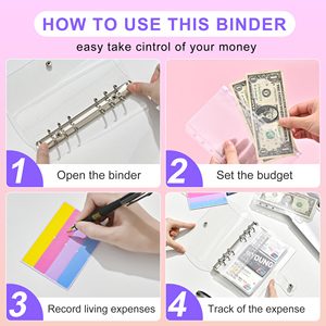 Tùy Chỉnh Máy Tính Xách Tay Ngân Sách Chất Kết Dính Rõ Ràng PVC Thư Mục Kế Hoạch 6 Nhẫn Chất Kết Dính Lỏng Lá Ràng Buộc A6 Chất Kết Dính - Product Image 4