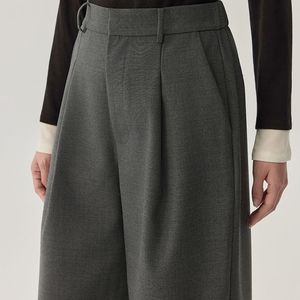 <span class=keywords><strong>Pantaloni</strong></span> larghi larghi a vita alta da <span class=keywords><strong>donna</strong></span> in <span class=keywords><strong>lana</strong></span> di pecora tinta unita <span class=keywords><strong>pantaloni</strong></span> larghi in maglione con due tasche laterali - Product Image 5