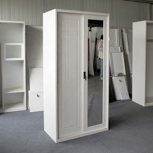 <span class=keywords><strong>Armario</strong></span> de Acero Moderno con Espejo, Diseño Tallado <span class=keywords><strong>Blanco</strong></span>, Hermoso y Duradero, Personalizado, con 2 <span class=keywords><strong>Puertas</strong></span> Corredizas para Dormitorio - Product Image 3