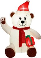 Vente en gros usine : Décorations de Noël gonflables en peluche Ours polaire de 1,2 m avec lumières LED intégrées pour intérieur/extérieur, idéales pour les fêtes.
