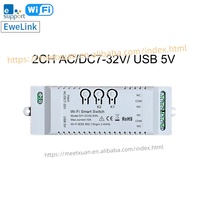 Interruptor Inteligente EWeLink para Puerta Enrollable, Relé Wifi de 2 Canales, DC 7-32V 12V 24V 32V, Módulo de Autobloqueo para Motor de Cortina
