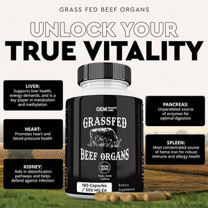 Capsules de foie de bœuf halal nourri à l'herbe OEM, compléments énergétiques, vitamines, capsules de foie de bœuf lyophilisé - Product Image 4