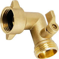 Coude de tuyau d'arrosage à 90 degrés avec robinet d'arrêt 3/4'' – Adaptateur de tuyau robuste avec 2 joints toriques en laiton massif pour l'irrigation de jardin